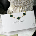 Romantic bracelet with green four-leaf clover for her