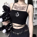 Gothic square neck crop top with strappy open back