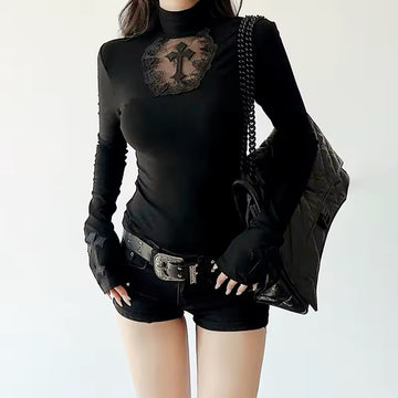 Dark gothic emo shirt with long sleeves