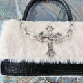 Stylish punk mini purse with gothic cross patch