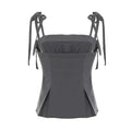 Y2K aesthetic grey top with bow and contrast lace