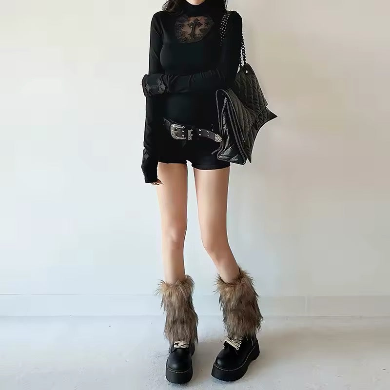 High neck black gothic shirt with slim fit and vintage vibe