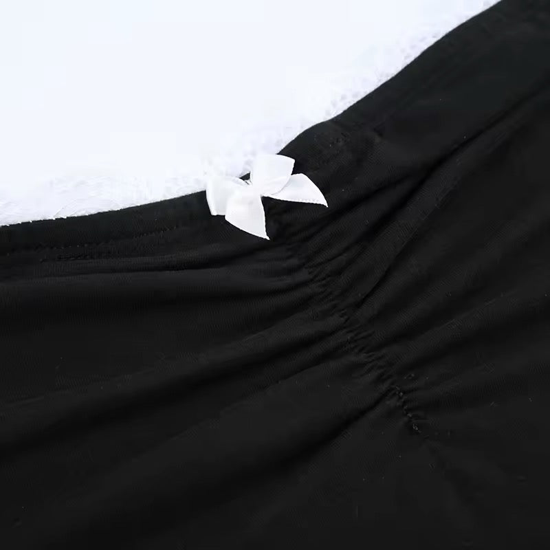 Harajuku-inspired dark coquette aesthetic top with high-street appeal