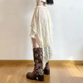Cottagecore-inspired lace midi skirt for elegant casual wear

