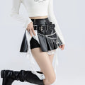 Alternative streetwear grunge leather mini skirt for women
