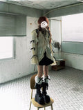 Edgy gothic pullover with ruffle details for women