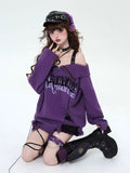 Alternative fashion Y2K pullover with shoulder strap and streetwear style