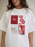Stylish aesthetic t-shirt with mon chéri lips and vintage summer look