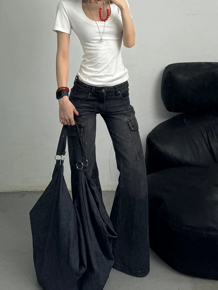 Image focusing on the denim texture, showcasing the quality and finish.