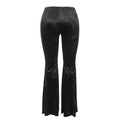 Mall Goth high-waisted velvet flare pants, gothic cross embroidery trousers, alternative Y2K streetwear, and punk grunge-inspired dark aesthetic pants