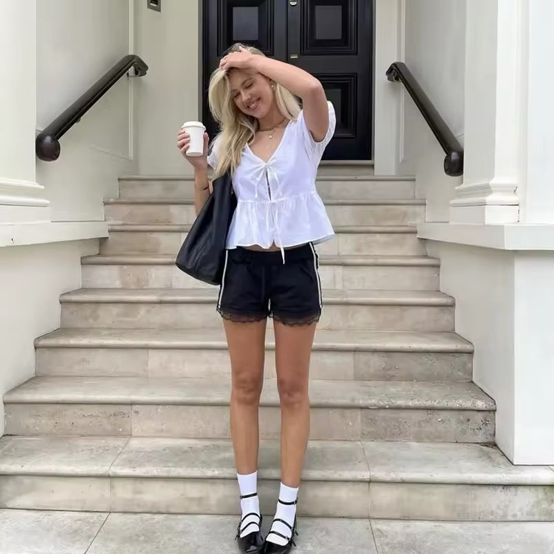 Cute lace trim shorts for e-girl streetwear and summer fits