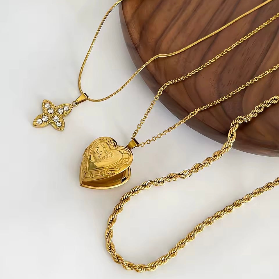Hypoallergenic and tarnish-resistant cross & heart pendant jewelry
