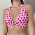 Trendy coquette aesthetic crop top with heart details