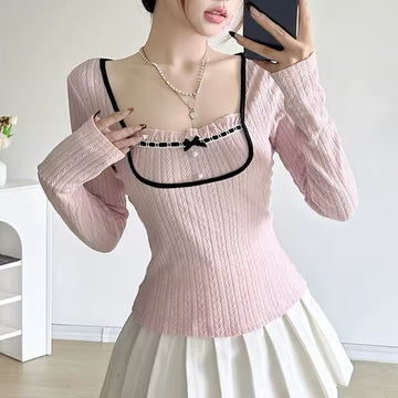 Vintage coquette aesthetic blouse with bow detail