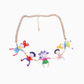 Kidcore cartoon beaded necklace with colorful Y2K-inspired acrylic beads and trendy collar bone chain, perfect for soft girl and egirl aesthetic jewelry