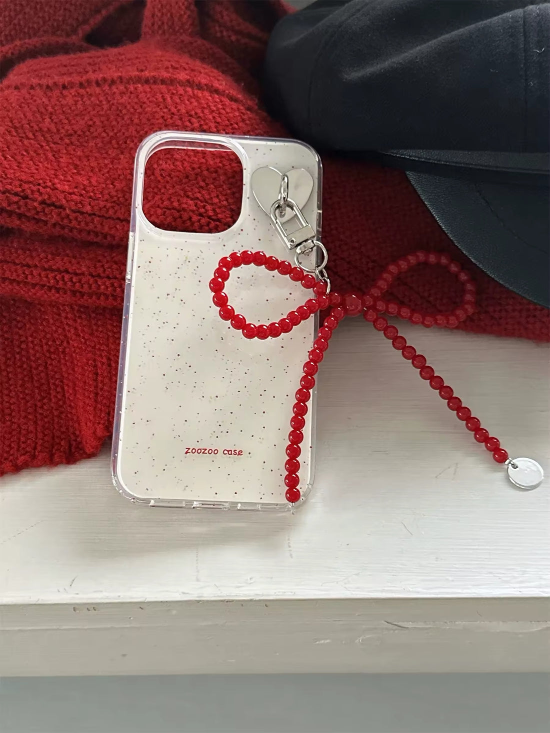 Front view of the Coquette Red Bow iPhone Case showcasing its soft finish and 3D bow design.