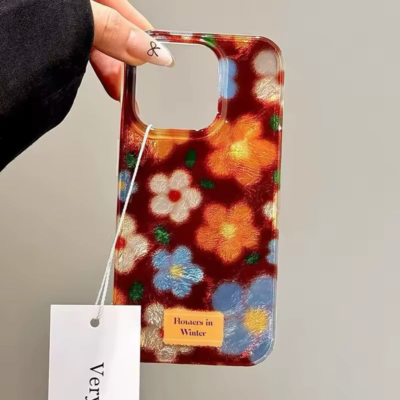 Minimalist floral pattern phone case for Korean aesthetics