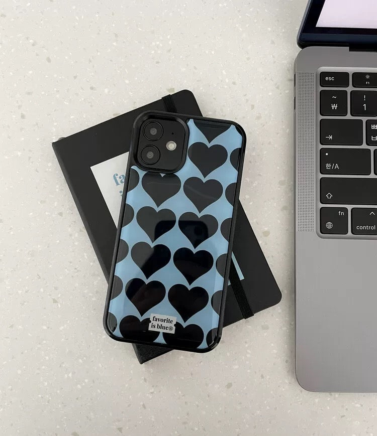 Close-up of the Korean Heart iPhone Case showcasing its glossy finish and heart design.
