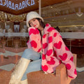 Cozy cotton-padded heart hoodie in soft pink