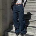 Baggy leg shot showing relaxed fit from thigh to hem.

