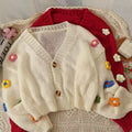 Cutecore cardigan with flowers and long sleeves