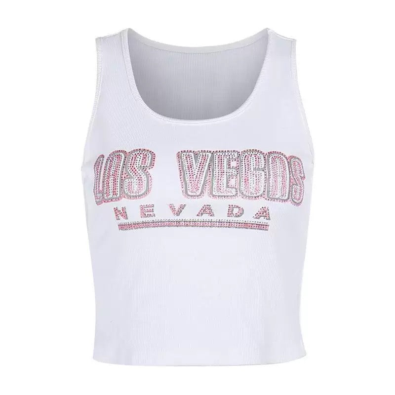 Grunge style tank with sparkle Las Vegas design
