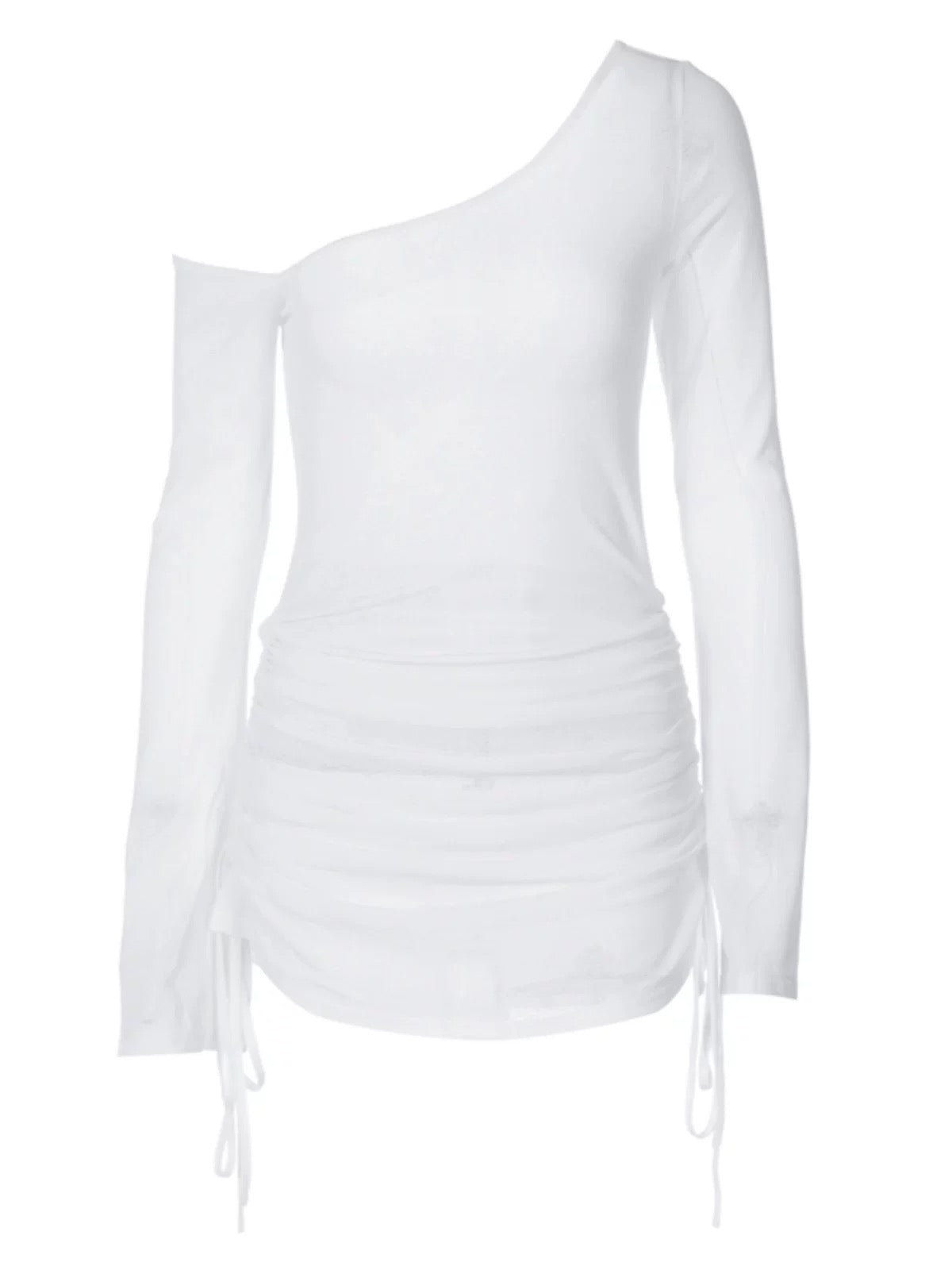 Sheer ruched bodycon dress, perfect for beach parties