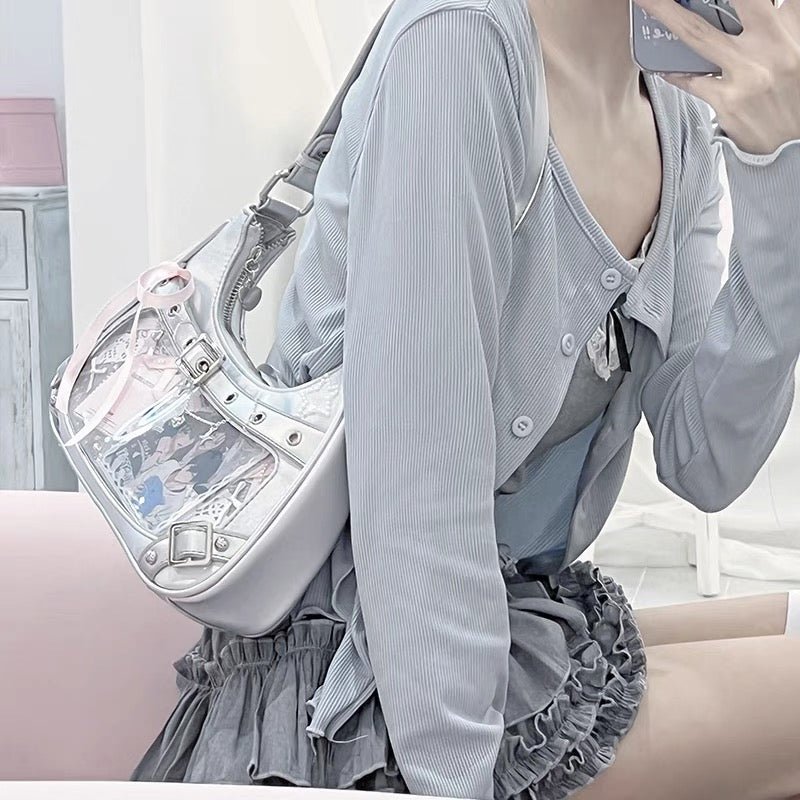 Soft girl aesthetic coquette bag with detachable strap, perfect for casual and semi-formal wear
