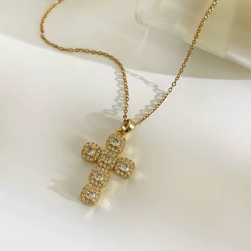 Luxury gold-plated cross necklace for special occasions