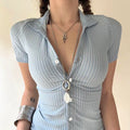Classic preppy collared button-up shirt with a summer vibe