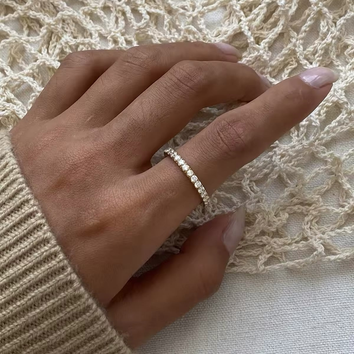 Minimalist Crystal Ring with 18K gold-plated finish and zircon