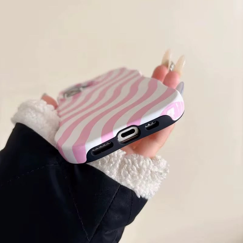 Back view emphasizing the vibrant wave pattern and glossy texture of the phone case.