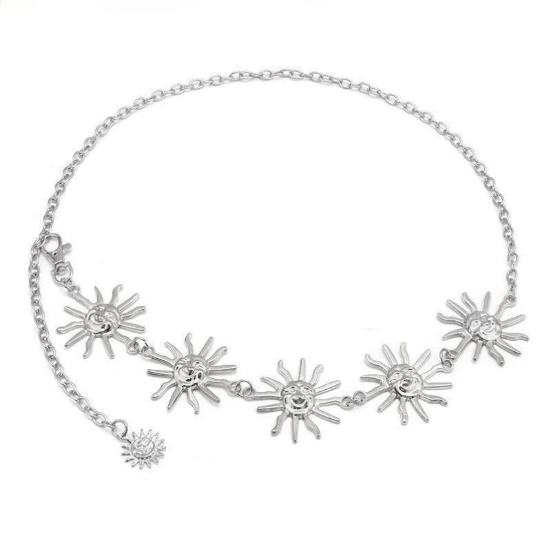 Aesthetic outfit featuring moon and star waist chain accessory