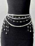 Elegant coquette pearl chain belt with butterfly charms