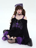 Harajuku style oversized grunge knit pullover with distressed hem and buckle