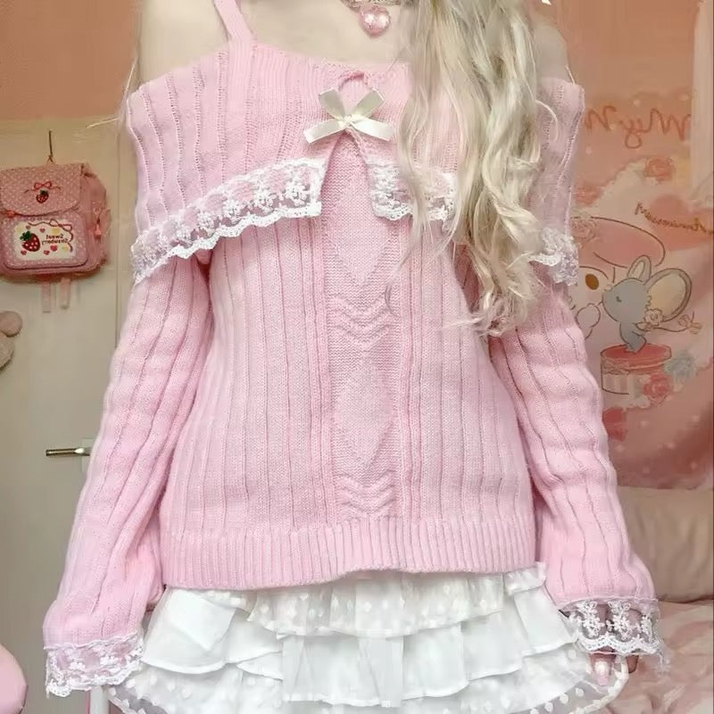 Casual pink sweater styled with Y2K accessories