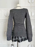 preppy aesthetic coquette skirt and sweater for autumn