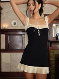 Old money vintage mini dress with square neck and spaghetti straps