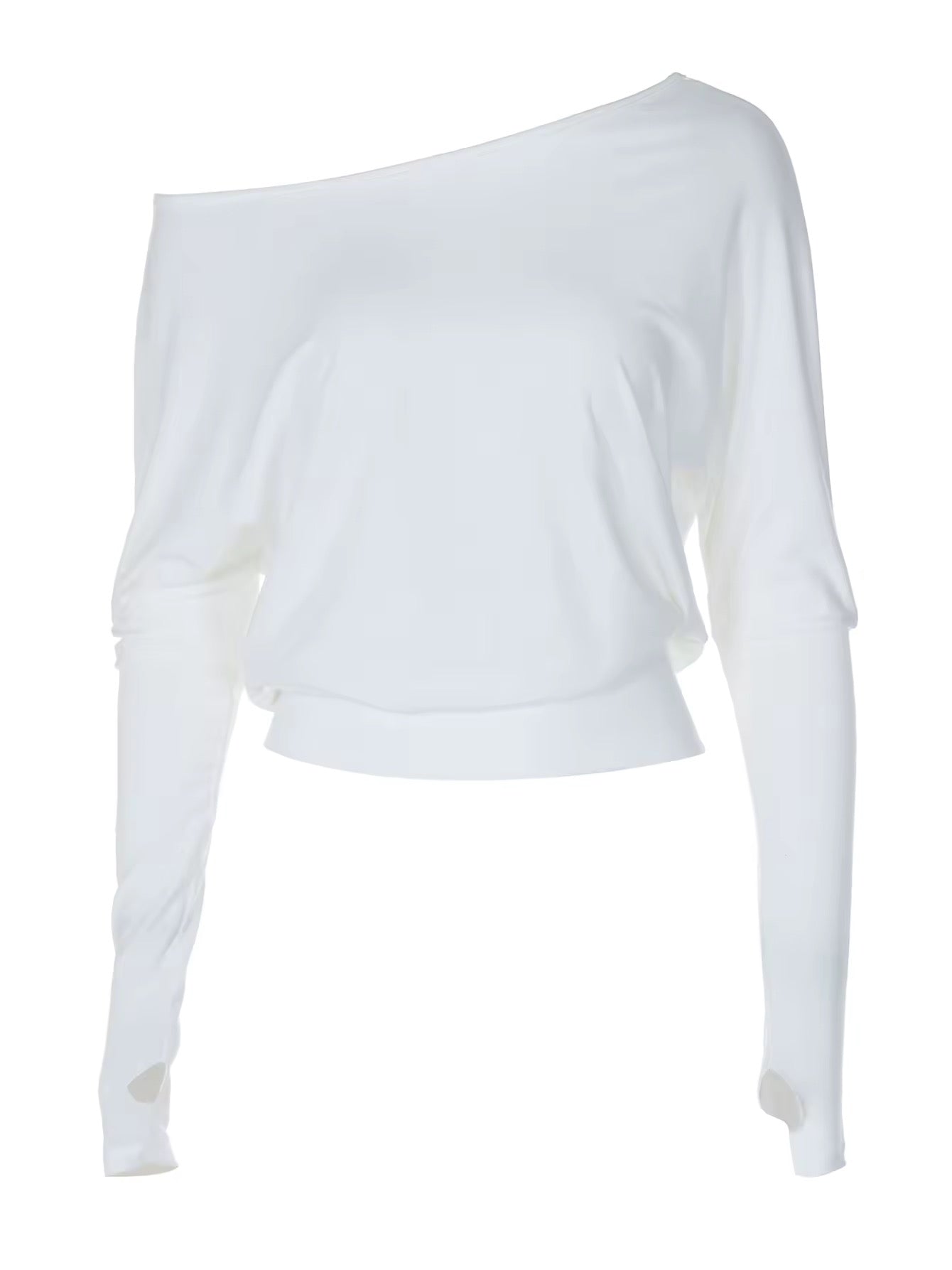 Elegant one shoulder long sleeve crop top for women casual wear