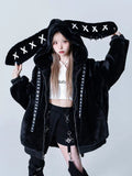 Oversized kawaii coat for winter in soft goth fashion