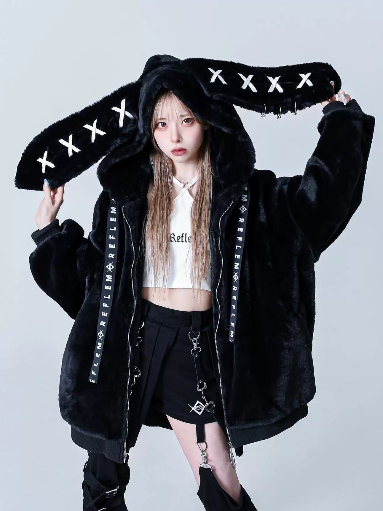 Oversized kawaii coat for winter in soft goth fashion