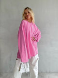 Korean fashion style oversized tee with long sleeves