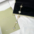 Elegant pearl clover bracelet with white inlay and 18K gold finish
