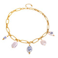 18K gold-plated waterproof necklace with porcelain beads