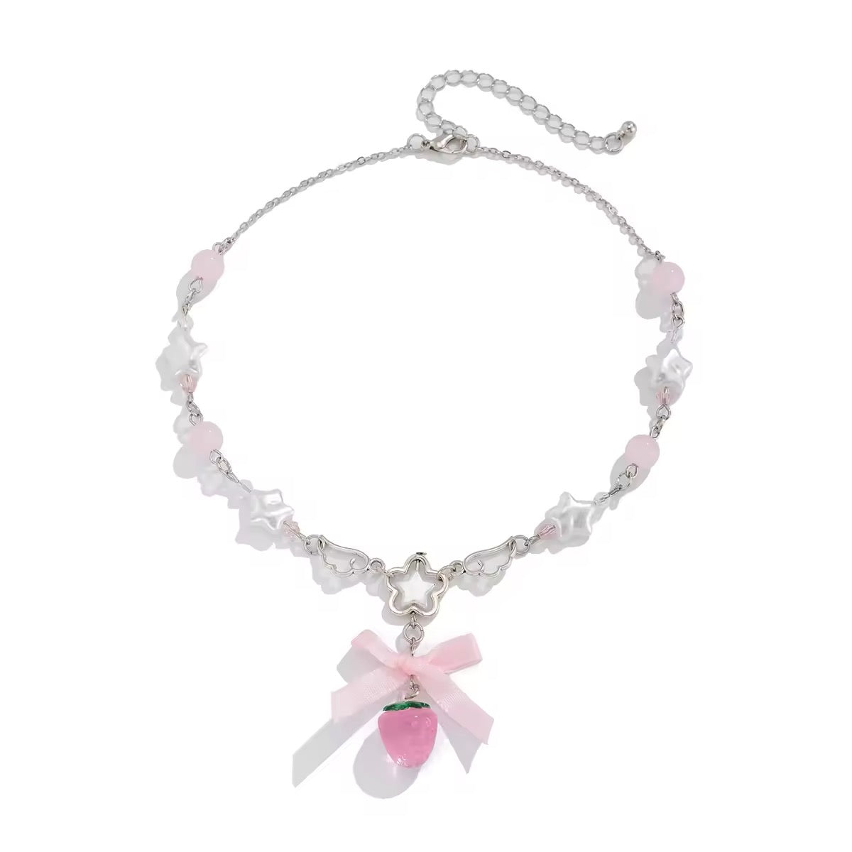 Y2K trendy strawberry pendant necklace for stylish outfits