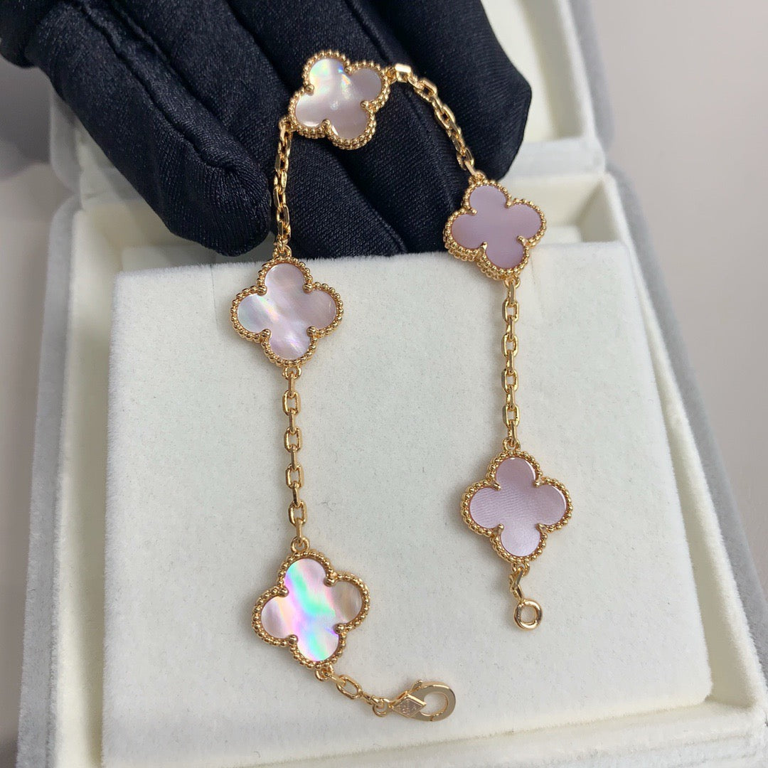 V-Gold bracelet in pink and gold for women, one size 21 cm