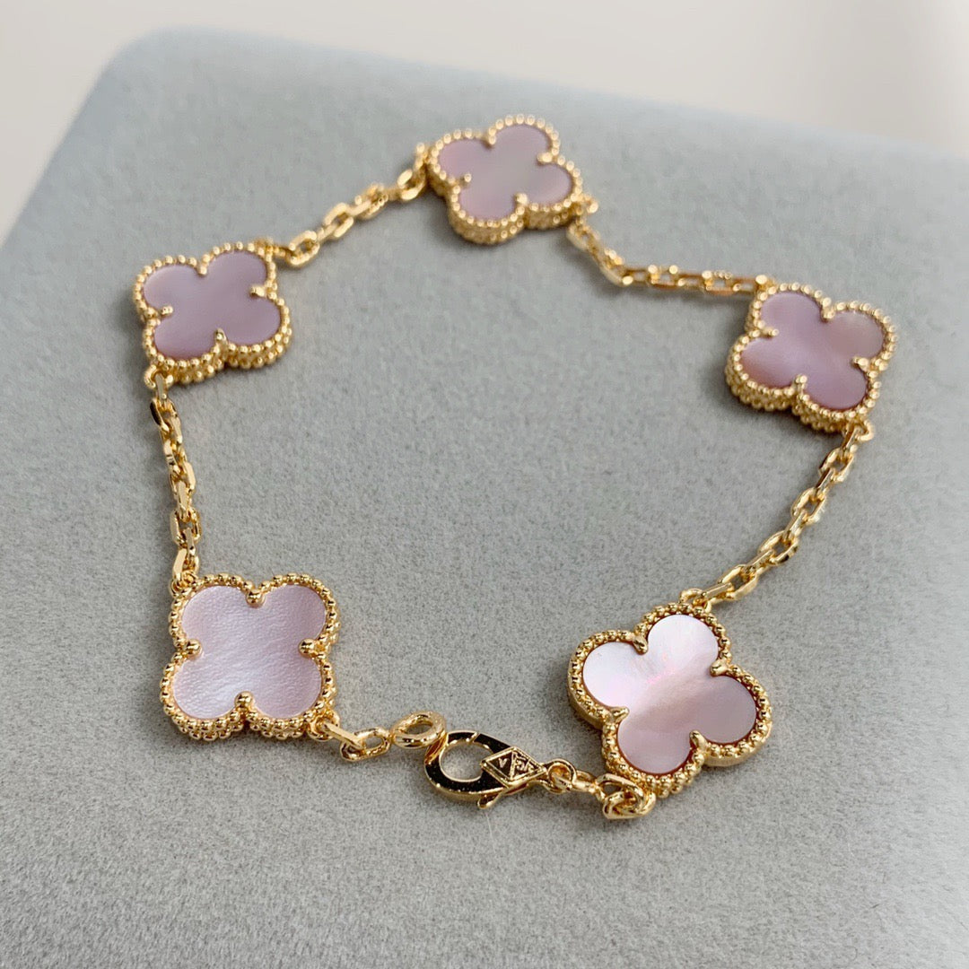 V-Gold bracelet in pink and gold for women, one size 21 cm