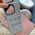 Soft Girl Retro Cutecore Plaid iPhone Case for Stylish Protection
