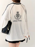 Cozy long sleeve cotton and polyester blend top for autumn-winter layering.