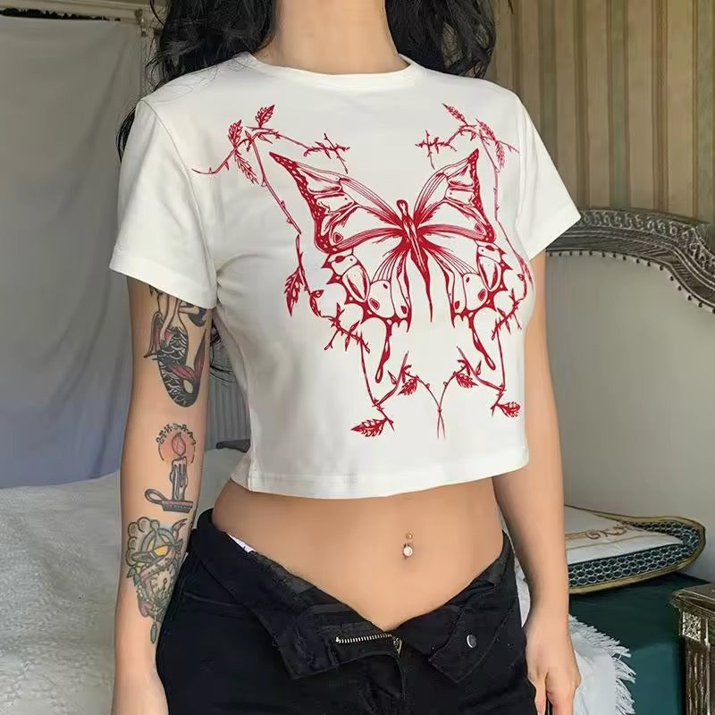 Punk-inspired alternative streetwear T-shirt for gothic e-girls